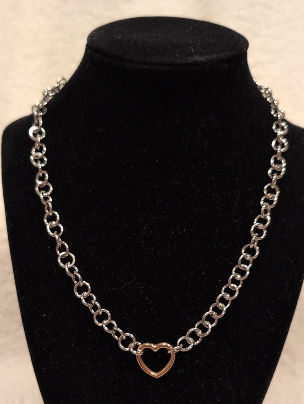 Youngevity Silver 18" Chain Necklace with Rose Gold Heart Pendant NEW IN PKG